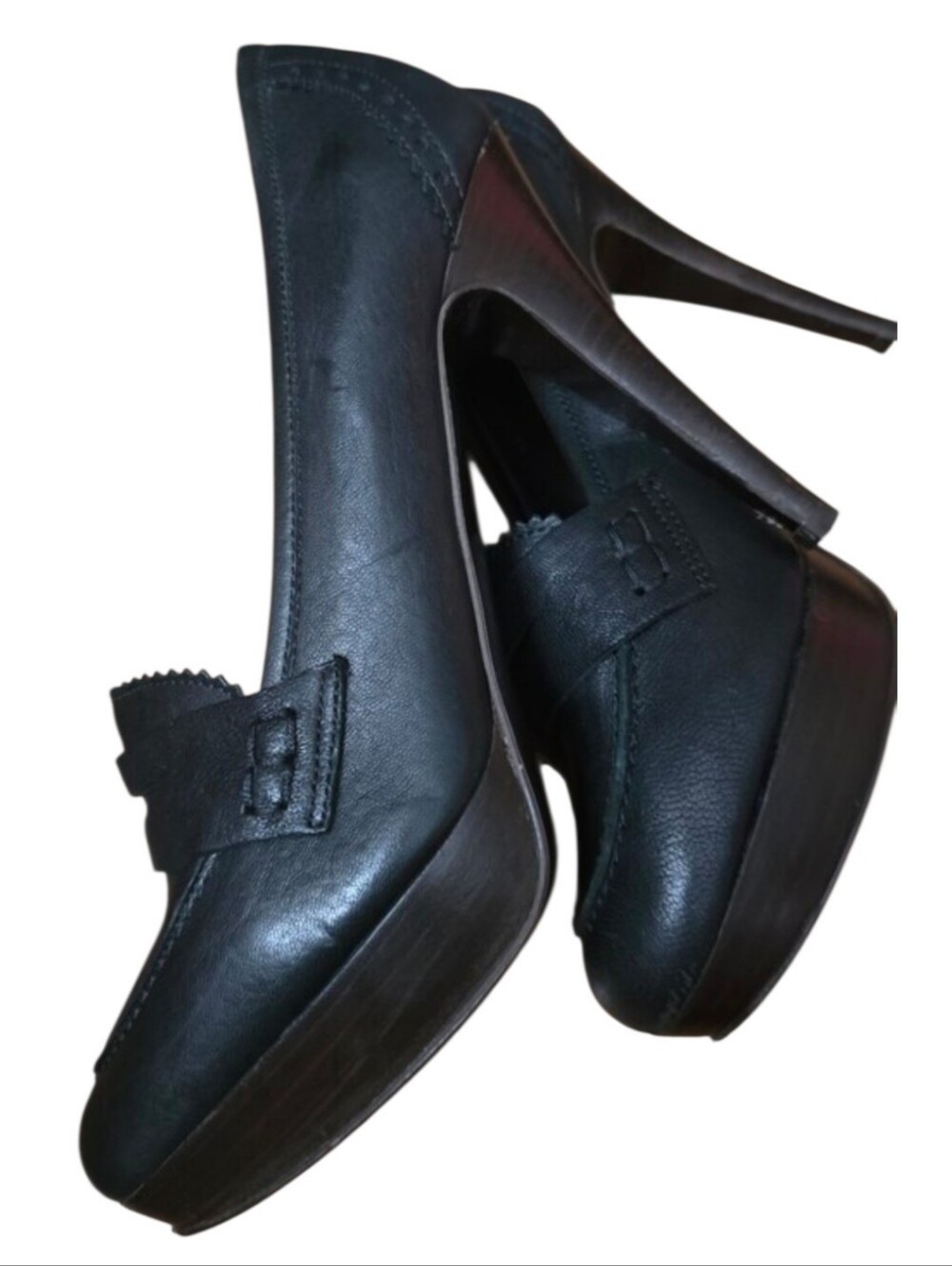 J. Crew Black Leather Loafer Pumps